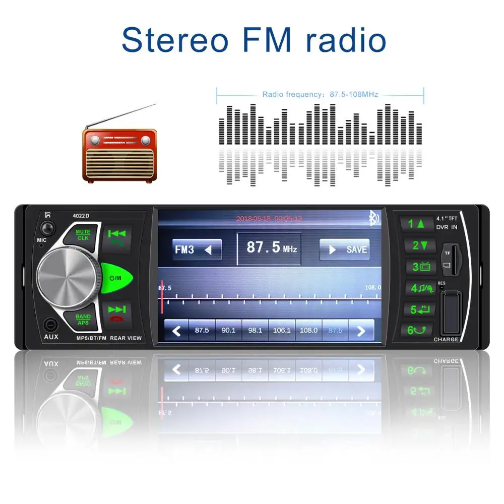 1 Din Автомобильная Радио FM Авторадио Bluetooth Мультимедиа MP3 MP5 плеер 4 &quotдюймовый