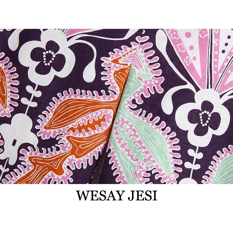 

WESAY JESI 2021 Summer Women's New Style Trousers Printed Zipper Straight Loose Trousers Casual Fashion Retro Commuter Pants