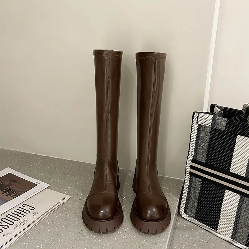 2022 New Mid-heel Knee-length Chelsea Snow Boots Winter Fashion Thick-soled Warm Women's Shoes Designer Motorcycle Boots