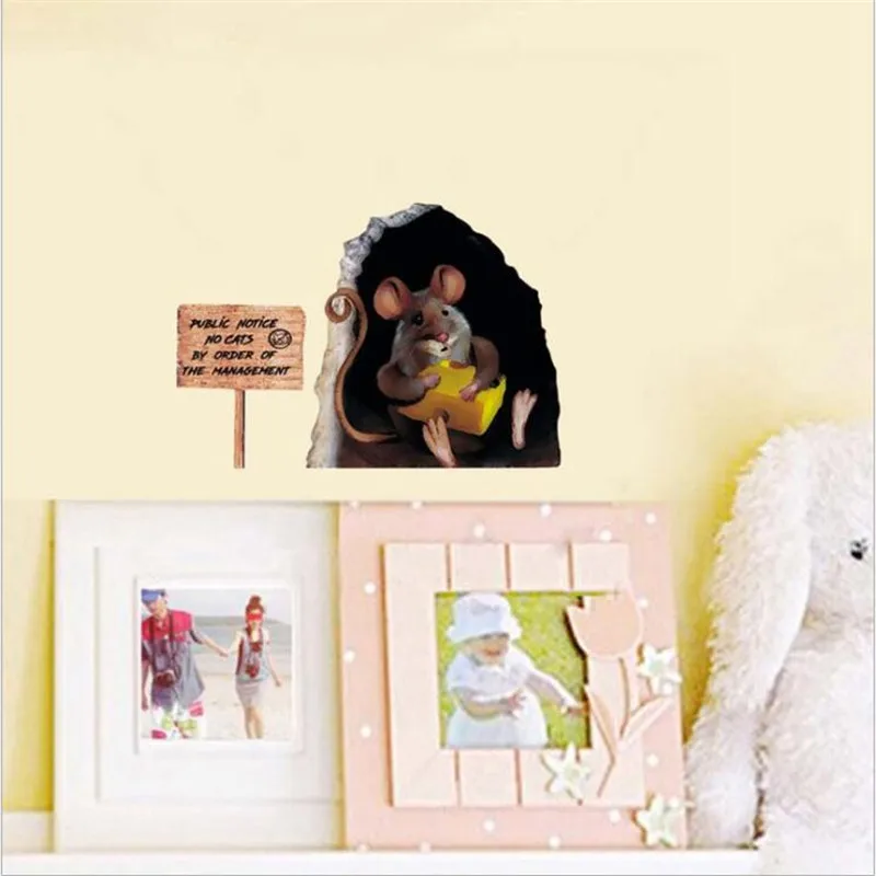 1 Набор 12*18 см Горячая маленькая мышь отверстие наклейки на стену детская комната