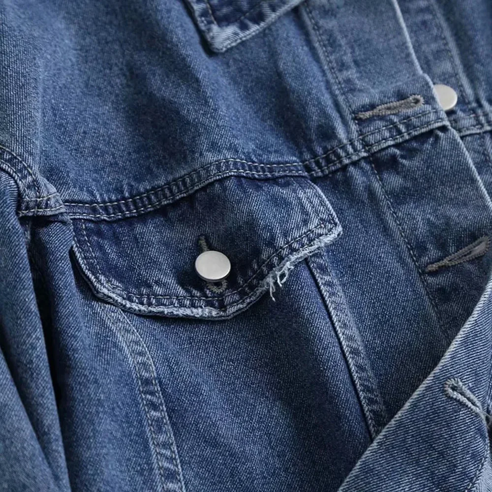 

Women's Denim Jcket 2021 Korean Style Solid Casual Blue Jackets Autumn OverSize Loose Jeans Coats Female