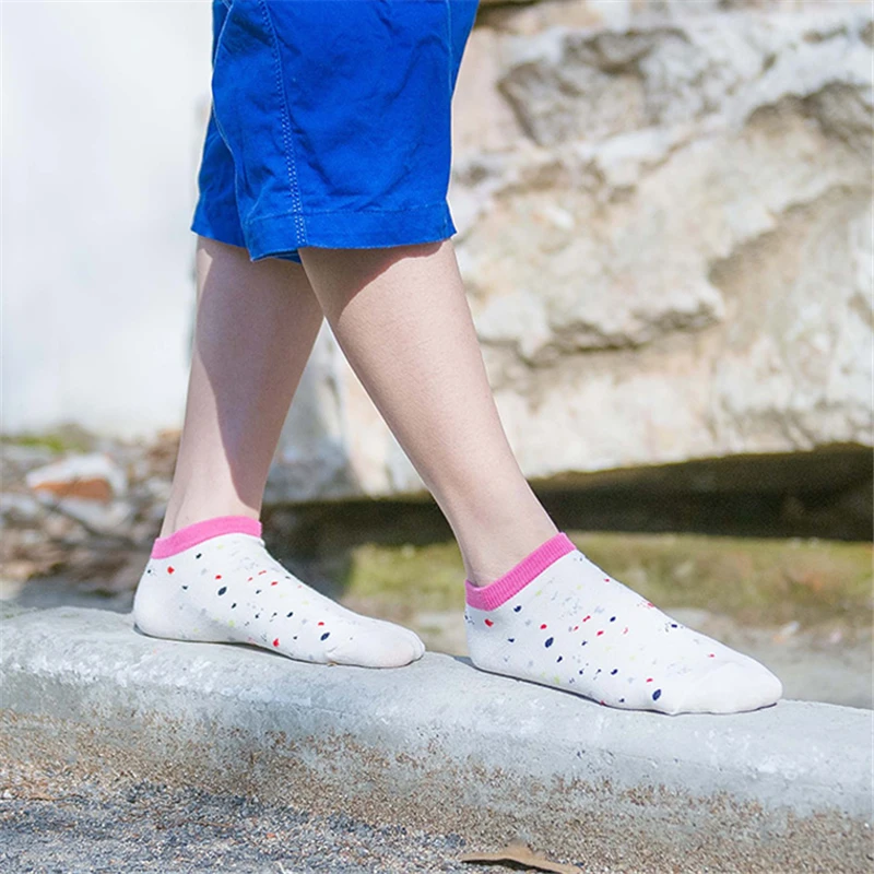 Модные хлопковые носки с принтом для отдыха летние женские короткие логотипом и