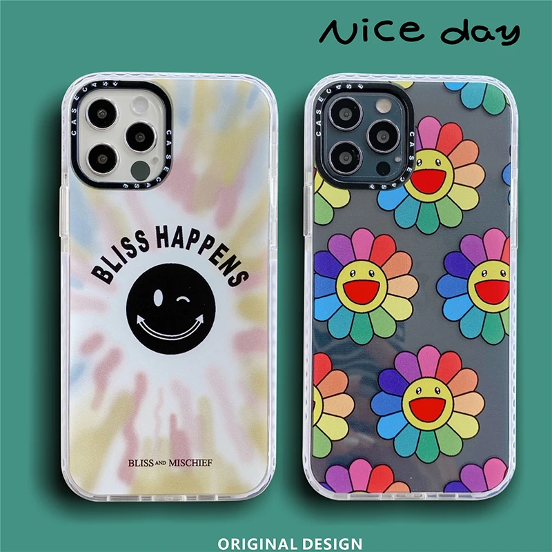 

Luxury brand Smiley Sun flower soft silicon phone case for apple iphone 12 MiNi 6 6S 7 8 X XS XR MAX 11 Pro Plus back cover capa