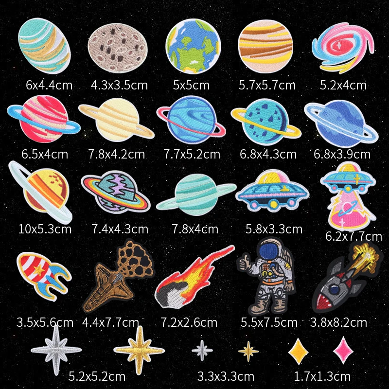 Для мальчиков космическая Вселенная нашивка для одежды железная вышитая