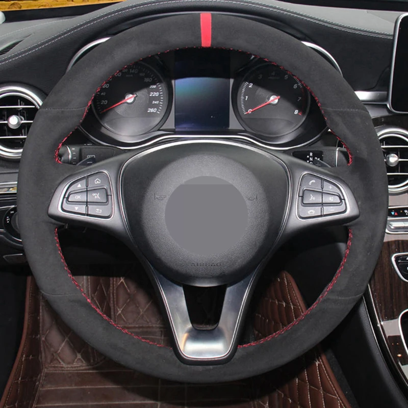 DKCEIS сшитые вручную черные Нескользящие мягкие замшевые красные маркеры для Mercedes