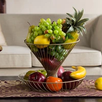 household double decker fruit basket storage holder living room dried fruit plate modern kitchen fruit vegetable basket decor