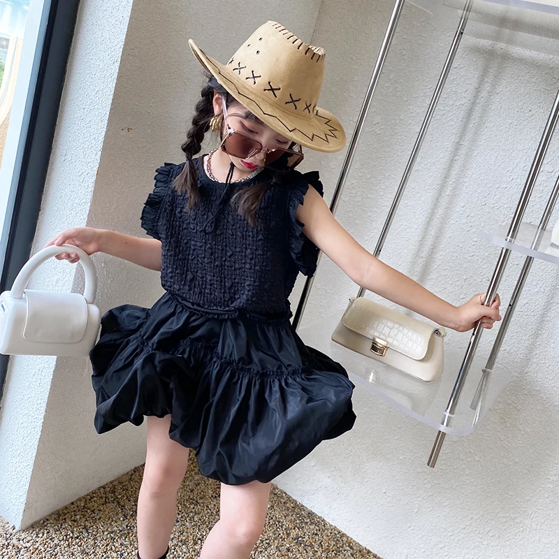 

Baby Children's Cotton Children's Clothing French Retro Summer Back Hollow Fashion Design Flower Bud Mini Princess Dress