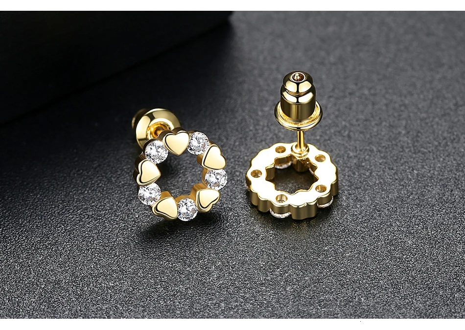 LUOTEEMI Luxury Female Cubic Zirconia Stud Earrings Fashion Small Heart Statement Earrings For Women Vintage Wedding Jewelry