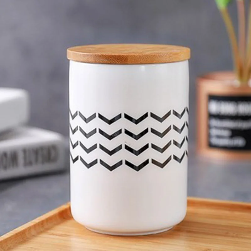 Style A Mug Новые 480 мл короткие нордические геометрические керамические банки для хранения с крышкой для еды кофе специй банка для хранения чая чашка с крышкой - Цвет: Style A Mug