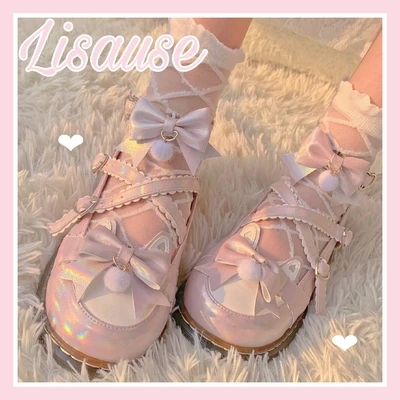 

Harujuku Kawaii Girl Sweet Lolita Shoes Vintage Round Head Party Women Dress Shoes Cute Bowknot Patchwork Kawaii Shoes Loli Cos
