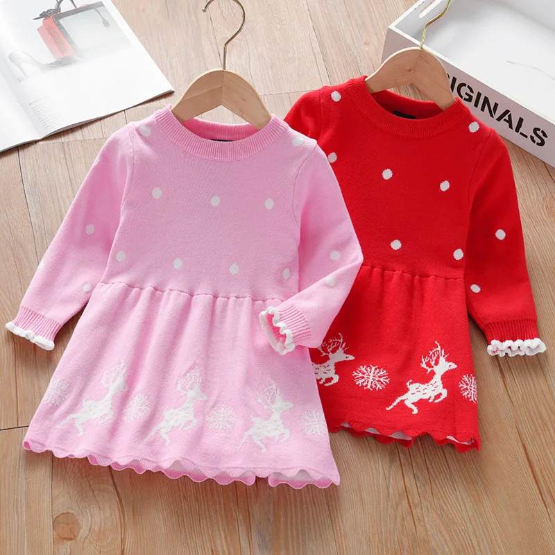 

Платье с длинным рукавом до колен, пуловер А-силуэта, однотонное, из хлопка, новинка, модная простая Милая весенне-осенняя одежда для девочек