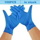 100 ПК Кухня одноразовые латексные перчатки синий для мытья посуды рабочий резиновый Садовые перчатки одноразовые перчатки для скалолазания и Desechables Прихватки для мангала