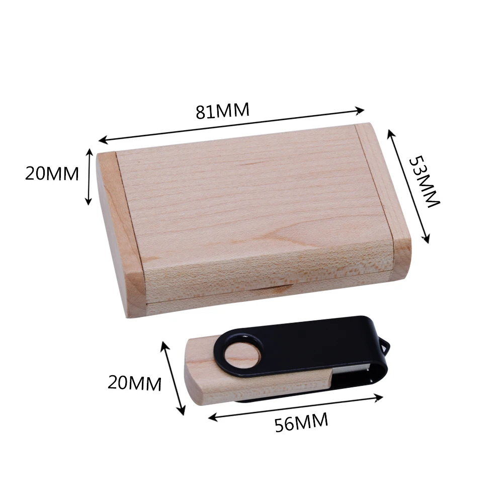 

20pcs/lot free Personalize logo Maple wooden usb 2.0+wooden Packing Box usb flash drive 16GB 32GB 64GB 128GB pen drive U disk