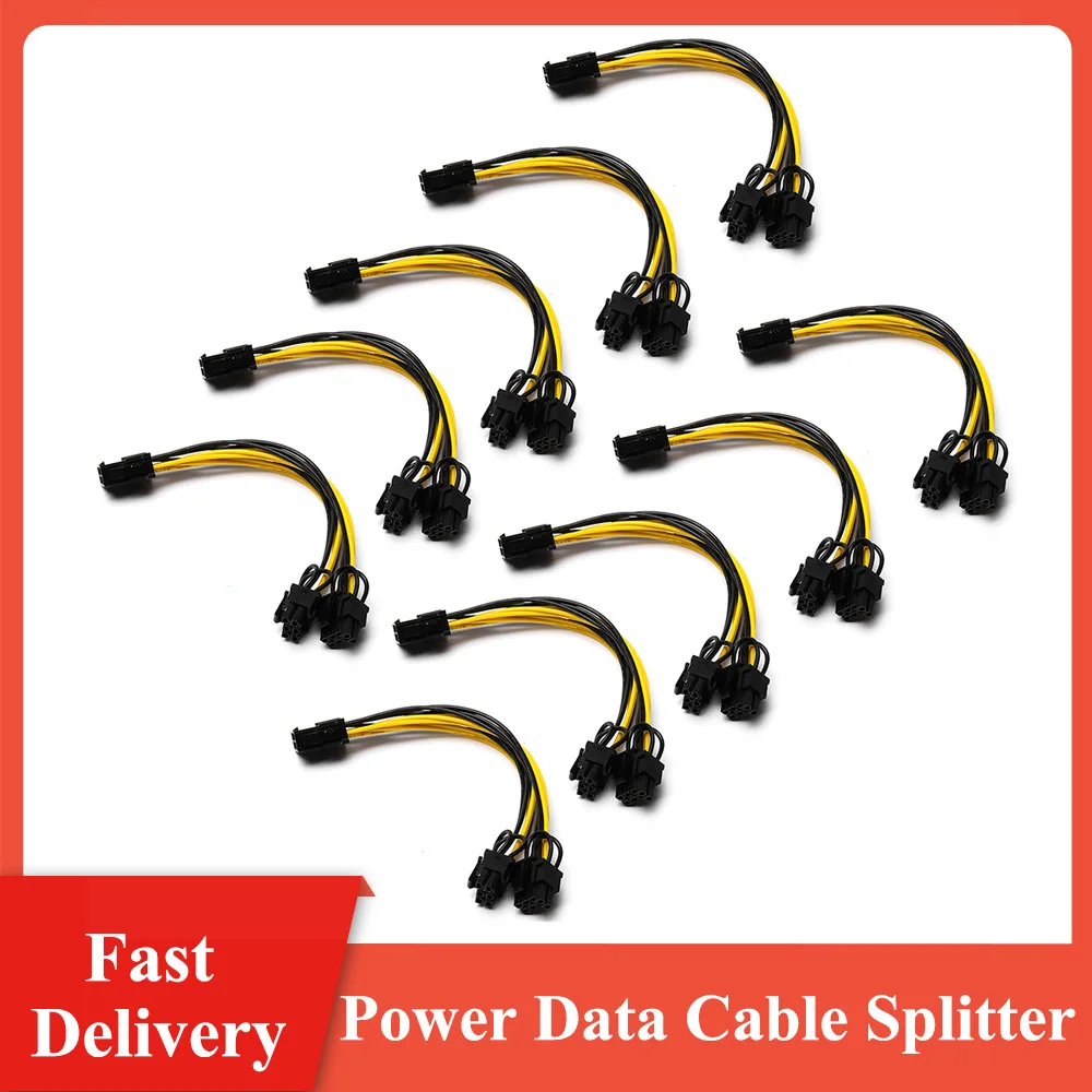 

10pcs 8 pin PCI Express to Dual PCIE 8 (6+2) pin Power Cable 20cm Motherboard Graphics Card PCI-E GPU Power Data Cable Splitter