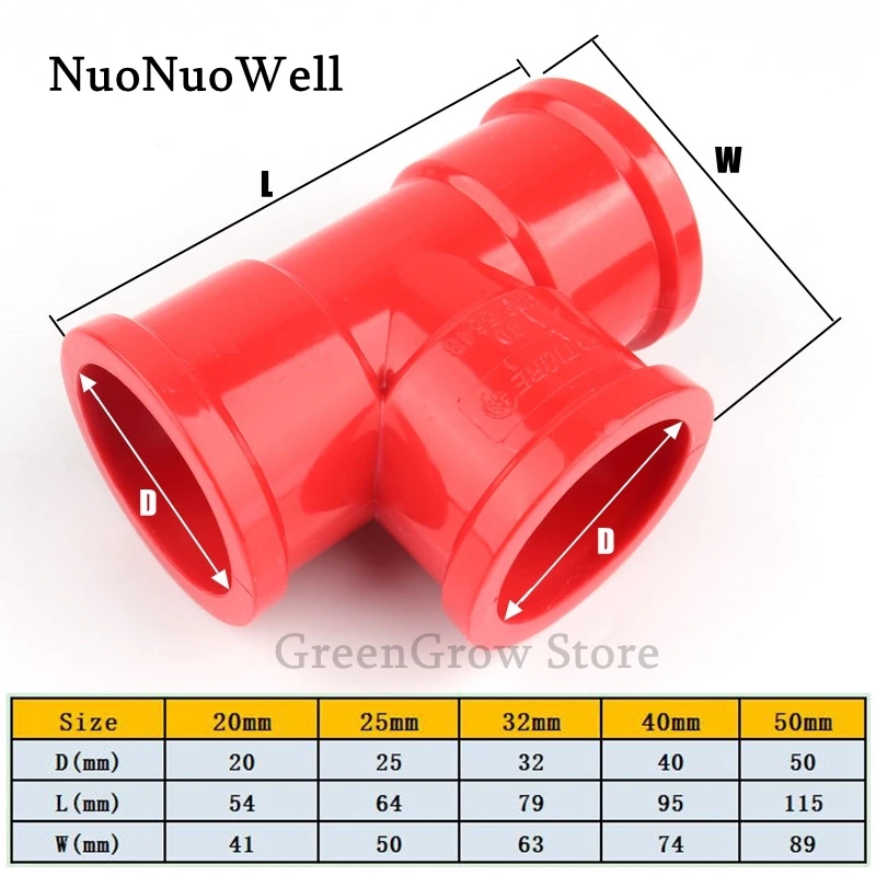 10 шт. утолщенные красные тройники из ПВХ соединители для аквариума трубы НПВХ