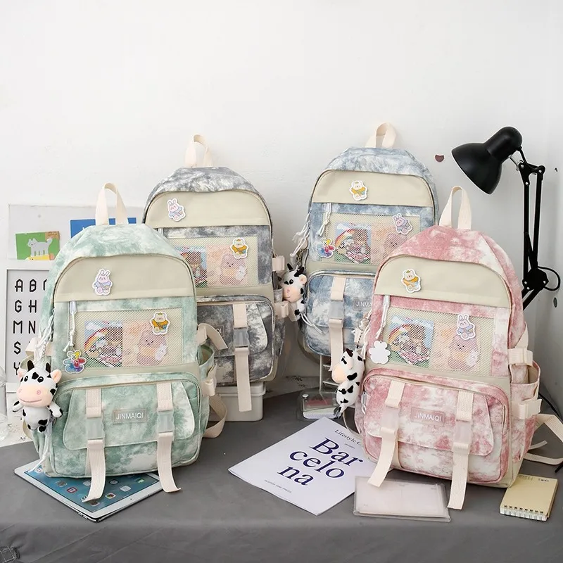 

Women's Backpack Kawaii School Bags Girls Female Backpacks 2021 4 Piece Sets