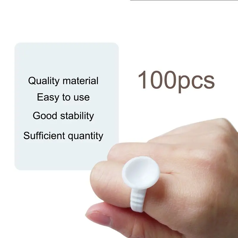 100pcs Eyelashes Extension Adhesive Glue Holder Palette Disposal Tattoo Pigment Holder Ring With Grid Makeup Cosmrtics Tool