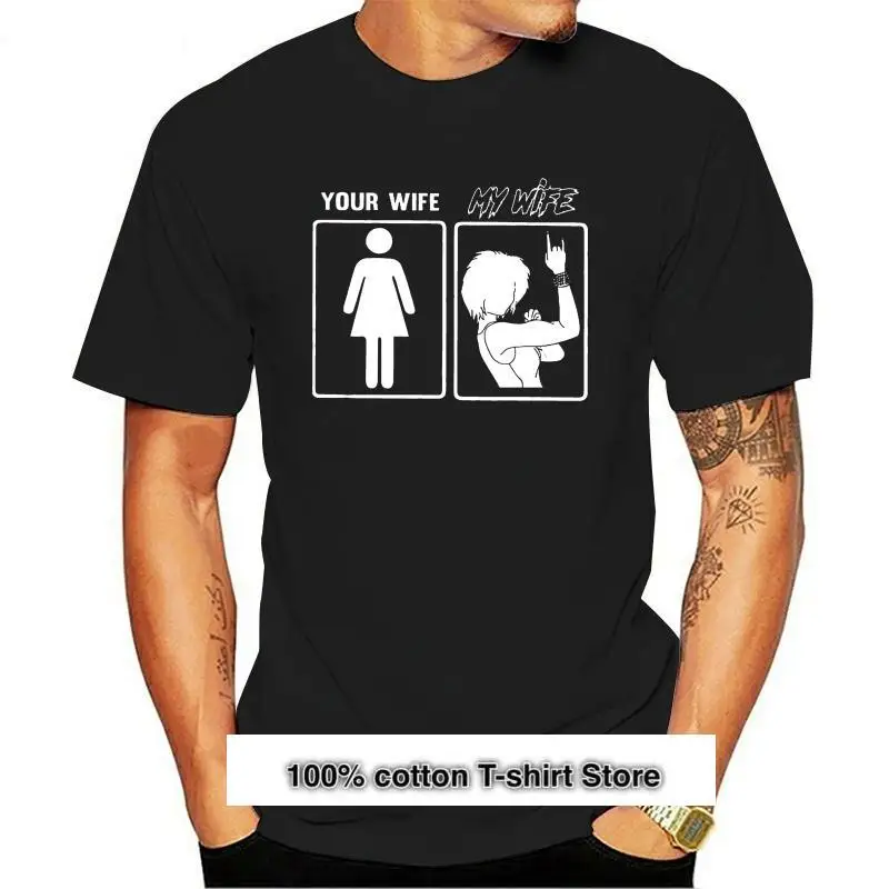 

Camiseta divertida para hombre, camiseta de moda para mujer, tu esposa, mi esposa, Heavy Metal