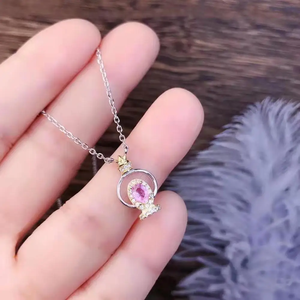 Ожерелье из розового сапфира 4 Х5 мм