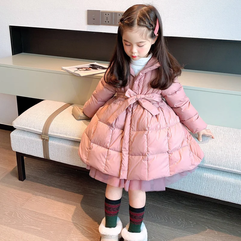 

Модное пальто для девочек, платье принцессы, хлопковая куртка, длинная плотная зимняя одежда для малышей, водонепроницаемая ткань, детская ...