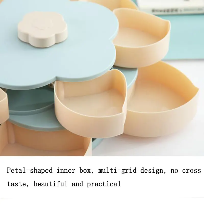 Двухслойная вращающаяся пластиковая коробка с лепестками контейнер для еды