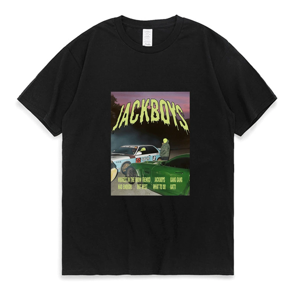 

Jackboys Poster Print t shirt men women Summer Fashion Oversized Short Sleeves European and American Street Hip hop T-shirts Man