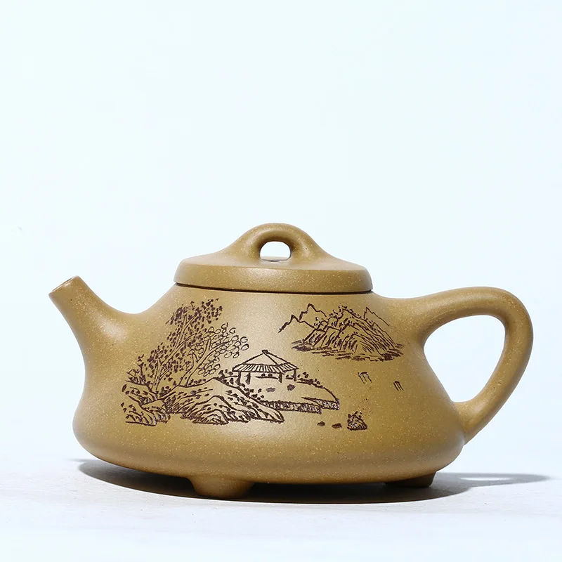 

Teapot Tea Set Yixing Dark-red Enameled Pottery Teapot Raw Ore Section Mud Hand Landscape Shipiao Kettle Gift