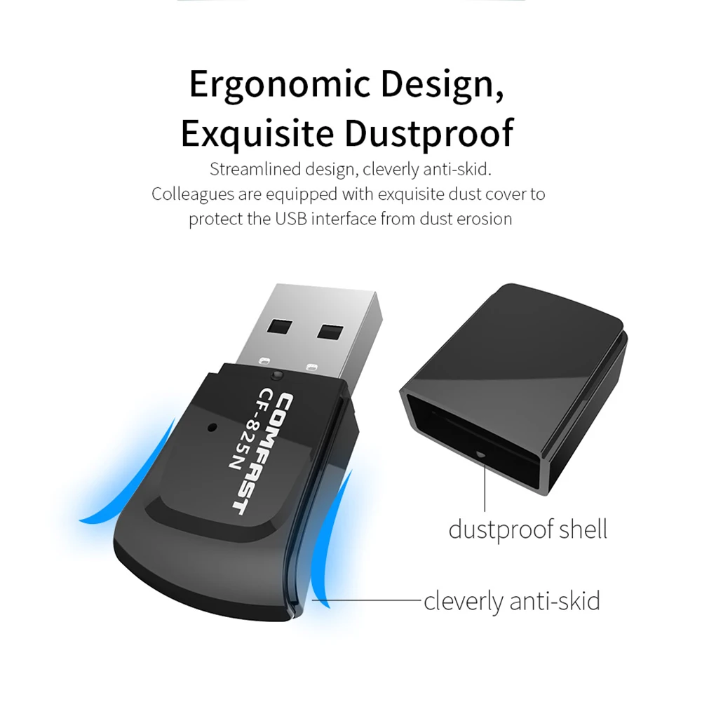 

COMFAST CF-WU825N USB2.0 Mini WiFi Adapter Dongle 300Mbps 2.4GHz Portable Network Card Wireless External Receiver