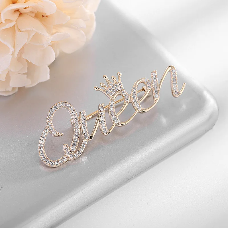 Золото циркон брошь с изображением королевы булавки для женщин Одежда