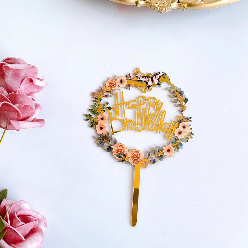 Творческий акриловые торт Топпер Happy топперы для торта на день рождения Baby Shower