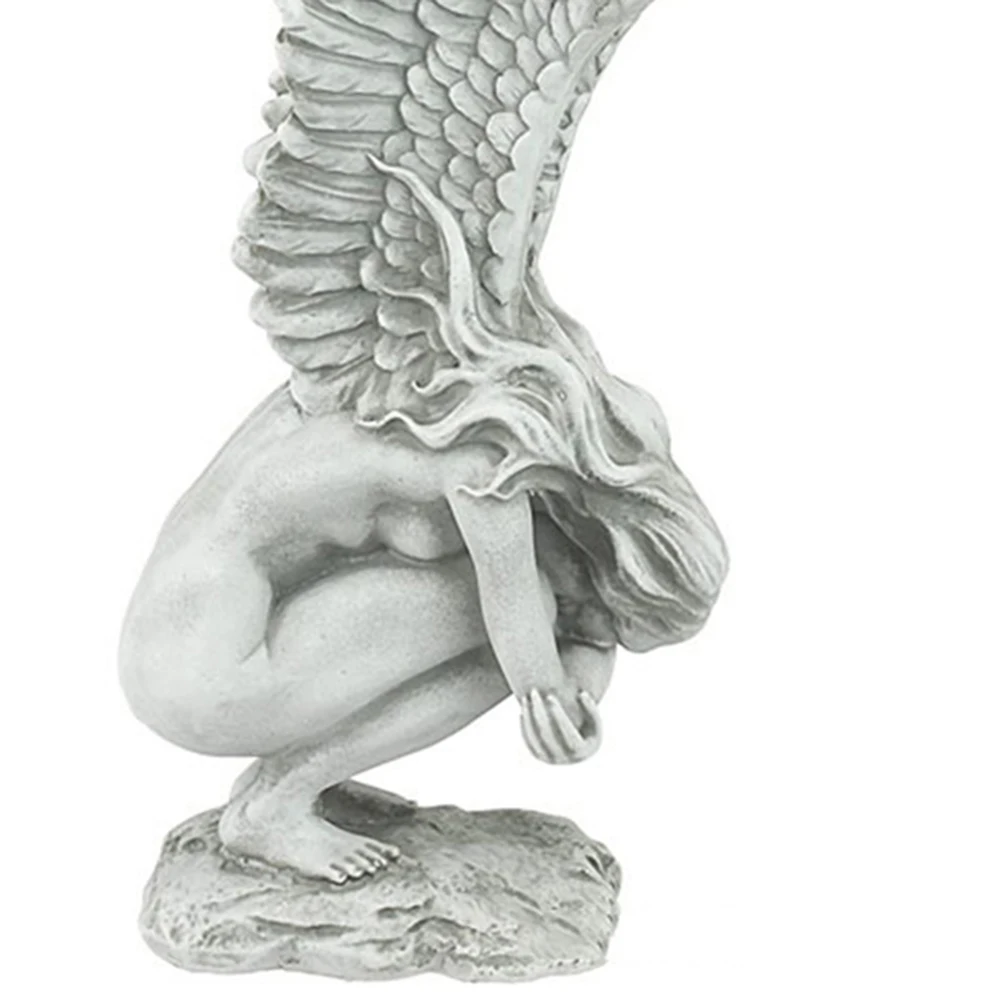 

Resin Angel Memorial Redemption Sculpture Vintage Resin Angel Wings Figurine Crafts Yard Micro Landscape Decoration
