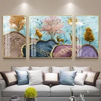 3pcs wall art abstract gold deer elephant forest landscape canvas painting poster print modern home decor pictures mural