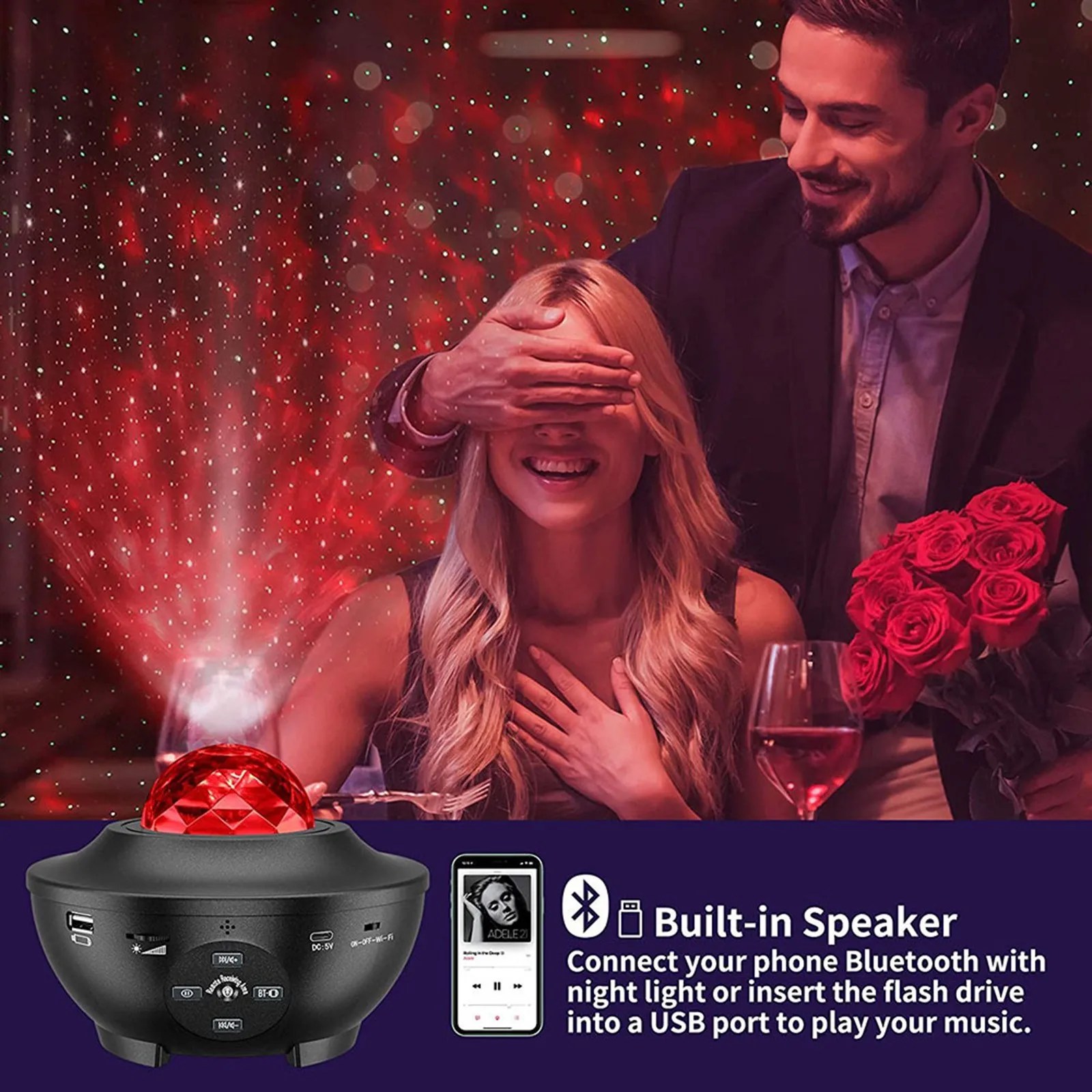 

VIP LED Ocean Wave Star Projector Night Light Galaxy Starry Sky Projector Bluetooth Music Speaker USB Nebula Lamp for Kids Gift