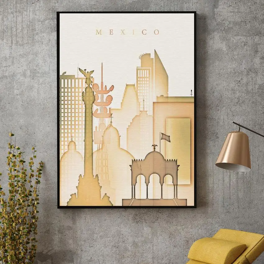 

Mexico City Skyline Canvas Painting Wall Art Pictures Prints Home Decor Wall Poster Decoration for living Room
