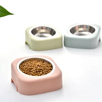 new pet 15 bevel neck guard stainless steel grain basin anti slip and anti upset automatic feeder single bowl for cats and dogs