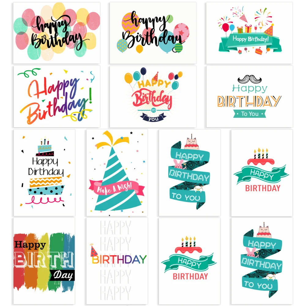 

Partykindom 48PCS Birthday Cards With 48PCS Envelopes 48PCS Stickers