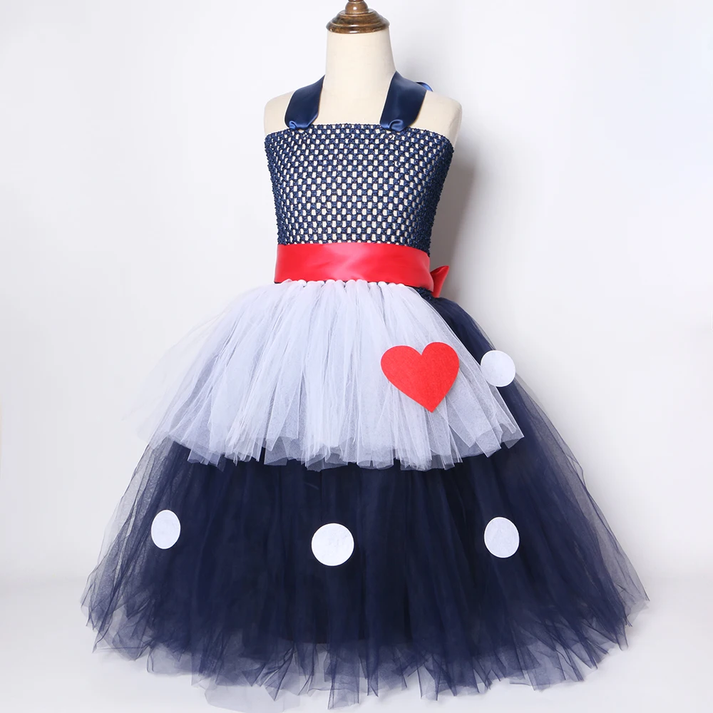 Платье-пачка для девочек в горошек темно-синее белое | Детская одежда и обувь