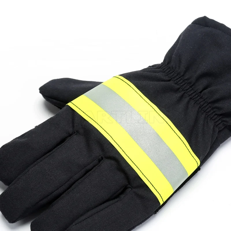 

Orange Heat and Fire Resistant Working Gloves Hand Protective Cleaner Fireman Traffic 3m Reflective Safety Gloves