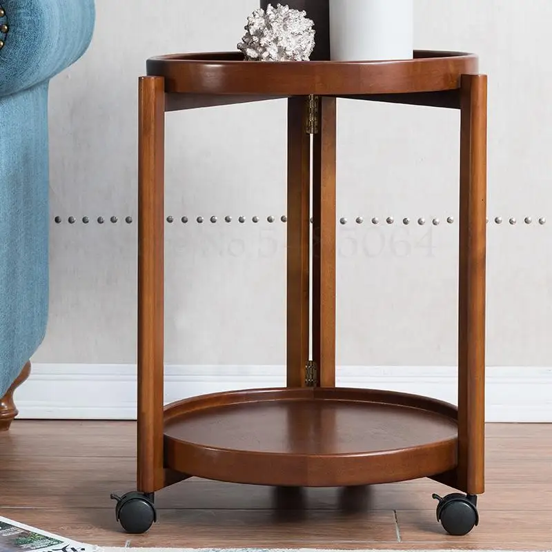 Japanese Style Side Table Light Luxury Simple Small Round Living Room Creative Personality Sofa Corner Solid Wood Mo |
