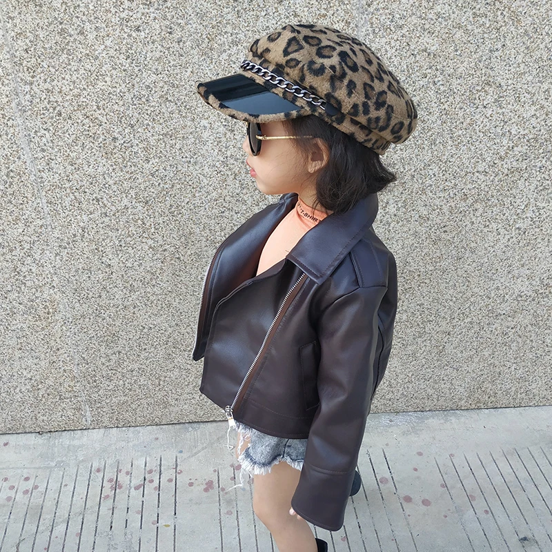 Новинка весенняя куртка для девочек пальто из искусственной кожи куртки на