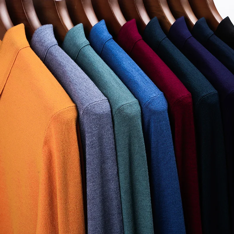 

YISU 2021 Men Spring Sweater Solid color lapel Knitted pullover Wool Casual Long sleeve Jumper simple All-match spring tops