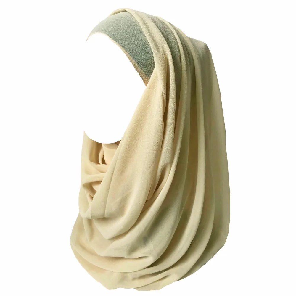 Высокое качество жемчуг пузырь шифон мусульманский хиджаб шарф платок однотонный цвет