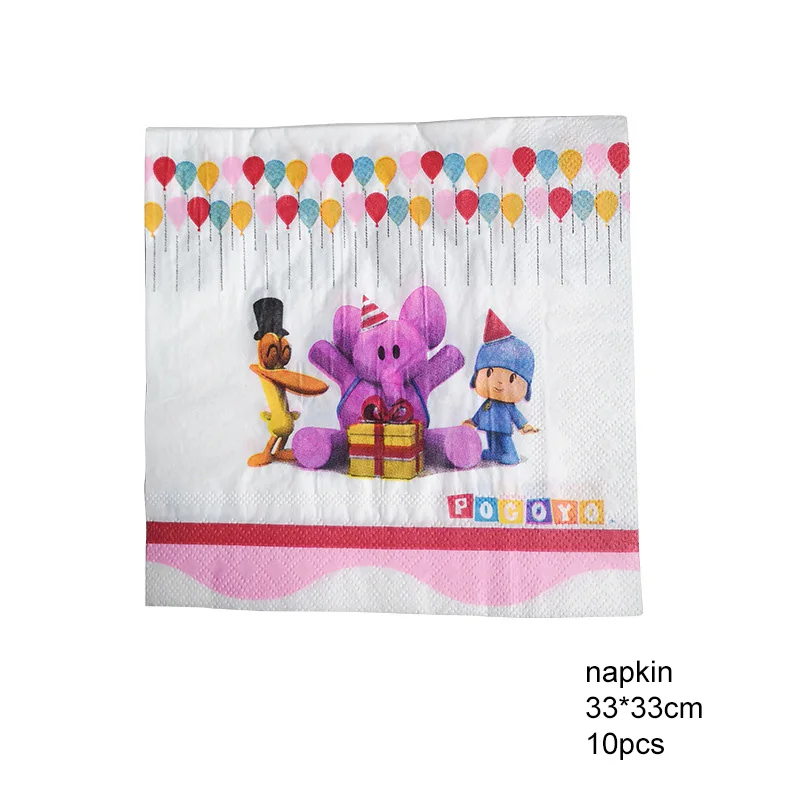 napkin-10pcs POCOYO вечерние Детские тематическая вечеринка на день рождения декоративные бумажные чашки блюдо флаг Скатерть вечерние принадлежности украшения - Цвет: napkin-10pcs