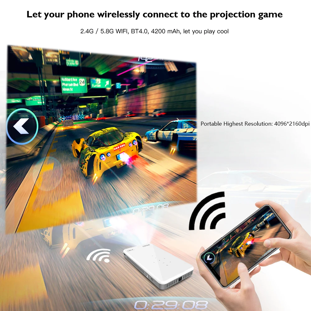 CRENOVA 2019 новейший мини DLP проектор X2 с Android 7 1 WIFI Bluetooth (2 ГБ + 16 ГБ) поддержка 4K