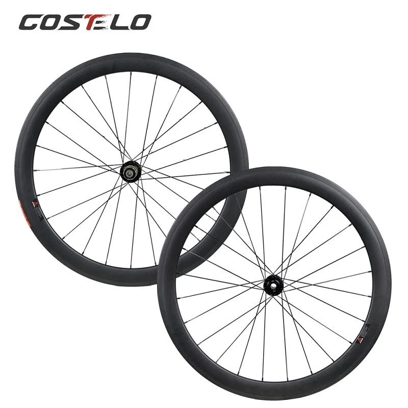 no logo clincher Costelo через ось 6 Болт дисковый тормоз карбоновые колеса для шоссейного велосипеда 700C 50 мм Clincher углеродная колесная труба 25 мм u-образный циклокросс - Цвет: no logo clincher