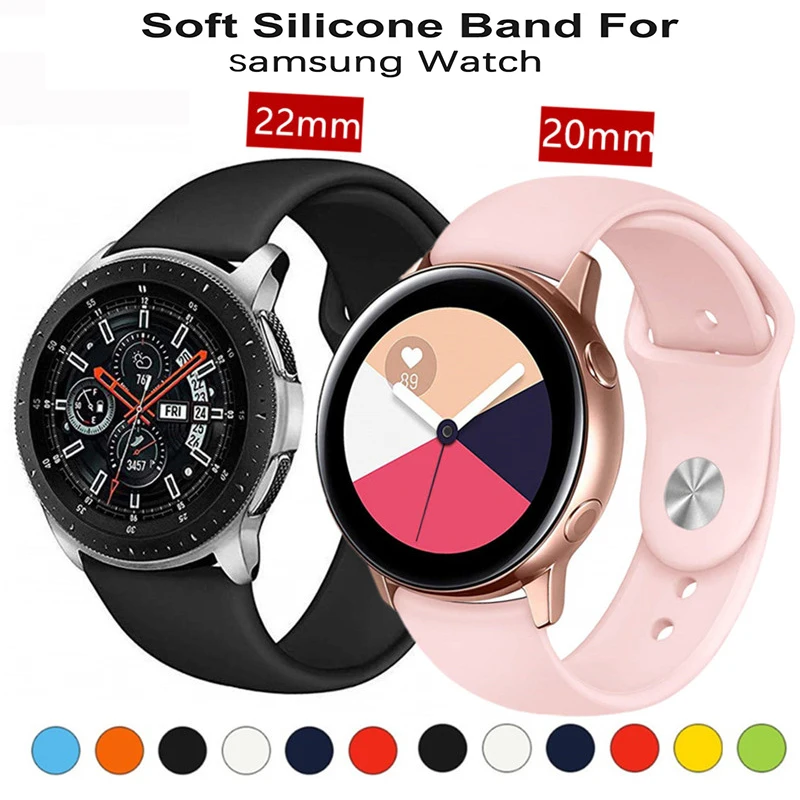 20 мм 22 цветной силиконовый ремешок для часов samsung Galaxy Watch Active 42 46 gear S2 S3 Amazfit Bip 42/46