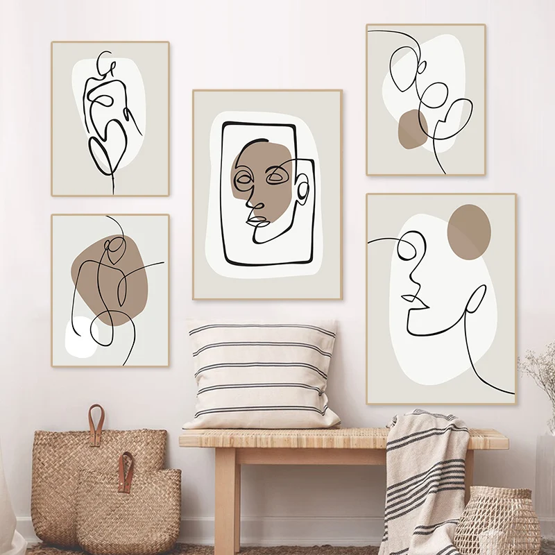 

Modern Geometric Graphic Posters and Prints Abstract Lines Character Canvas Painting Simple Creative Wall Art Home Decoration