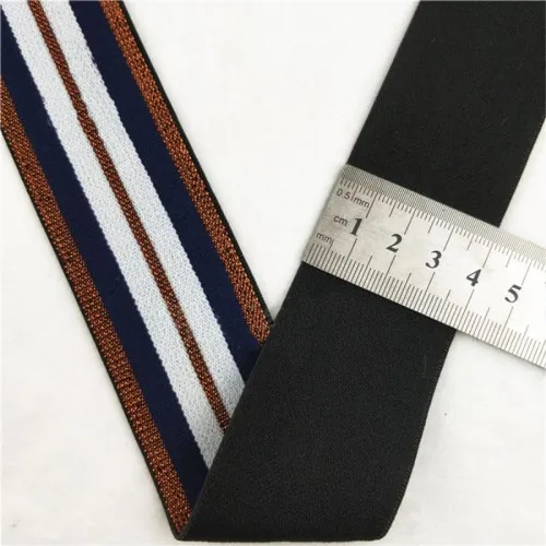 4cm coffee blue whi 40 мм нейлоновая красочная резиновая резинка полосатые плечевые нижние ремни для тесьма для одежды Швейные DIY аксессуары для одежды 1 м - Цвет: 4cm coffee blue whi