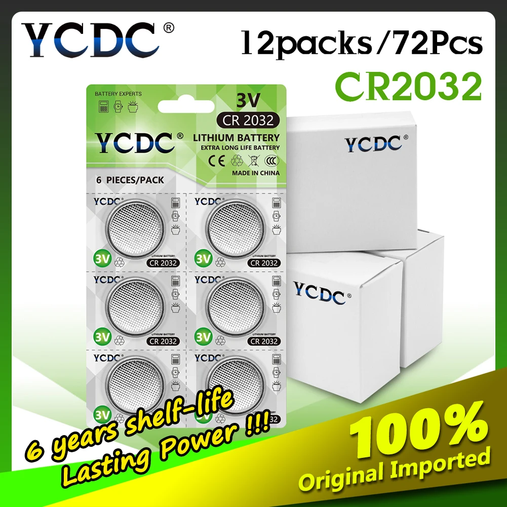 

CR2032 72pcs/12cards 3V batteries For Watches,Calculator etc DL2032 CR 2032 ECR2032 5004LC Lithium button cell coin Battery