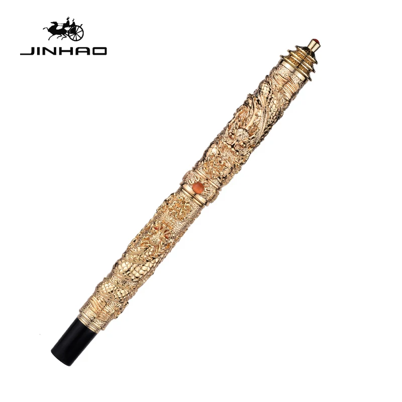 Фото Ручка-роллер JINHAO, винтажная, с двойным колпачком, металлическая №2